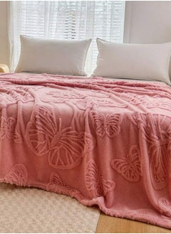 LUNA Home 3D Imitation Butterfly Fleece Soft Blanket, Old Pink color.  - Image 3