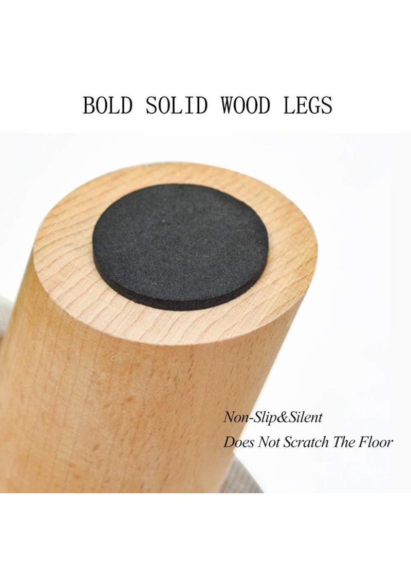 LINGWEI Round Stool Ottoman Footrest Stool with Wooden Legs Sitting Pouffe Chair Shoe Change Bench Febric Padded Seat Pouf Ottoman Round Footrest - Image 3