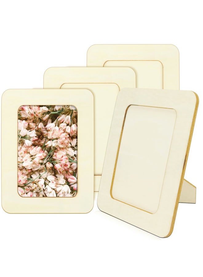 VOKOY طقم إطارات صور خشبية 4 عبوات للحرف، 4" × 6" صور إطار بطاقة بريدية قائم مجموعة غير مكتملة مجموعة تذكارية قابلة للتزيين لعيد الميلاد، الهالوين، عيد الشكر، الزفاف، عيد الميلاد - Image 1