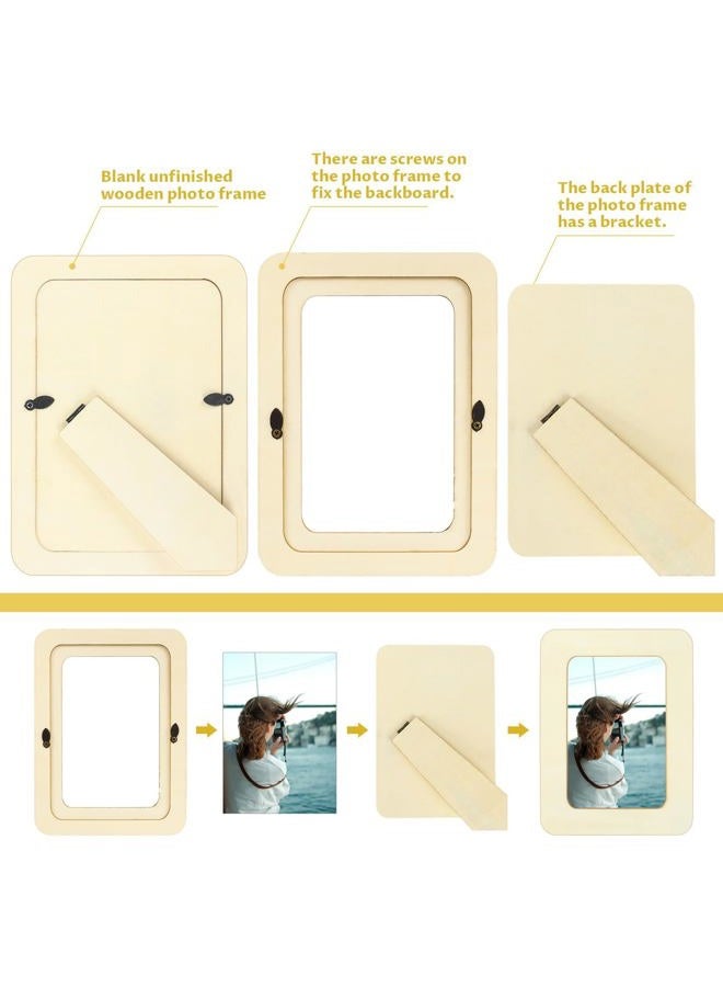 VOKOY طقم إطارات صور خشبية 4 عبوات للحرف، 4" × 6" صور إطار بطاقة بريدية قائم مجموعة غير مكتملة مجموعة تذكارية قابلة للتزيين لعيد الميلاد، الهالوين، عيد الشكر، الزفاف، عيد الميلاد - Image 4