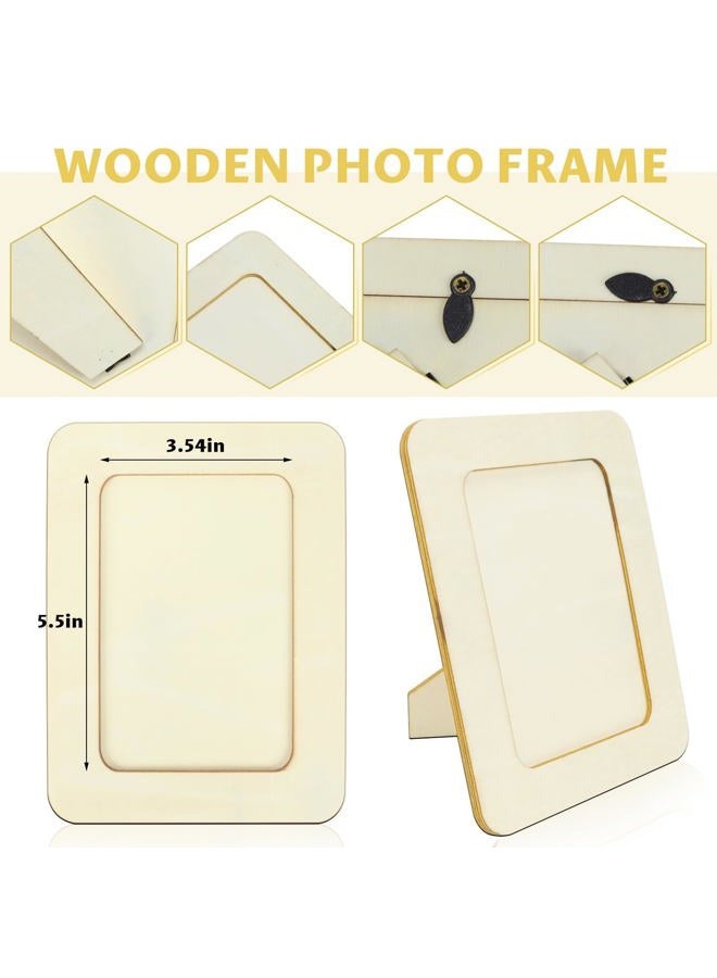 VOKOY طقم إطارات صور خشبية 4 عبوات للحرف، 4" × 6" صور إطار بطاقة بريدية قائم مجموعة غير مكتملة مجموعة تذكارية قابلة للتزيين لعيد الميلاد، الهالوين، عيد الشكر، الزفاف، عيد الميلاد - Image 3