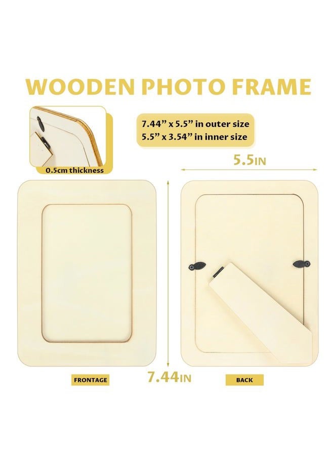 VOKOY طقم إطارات صور خشبية 4 عبوات للحرف، 4" × 6" صور إطار بطاقة بريدية قائم مجموعة غير مكتملة مجموعة تذكارية قابلة للتزيين لعيد الميلاد، الهالوين، عيد الشكر، الزفاف، عيد الميلاد - Image 2
