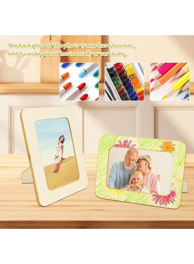 VOKOY طقم إطارات صور خشبية 4 عبوات للحرف، 4" × 6" صور إطار بطاقة بريدية قائم مجموعة غير مكتملة مجموعة تذكارية قابلة للتزيين لعيد الميلاد، الهالوين، عيد الشكر، الزفاف، عيد الميلاد - Image 5
