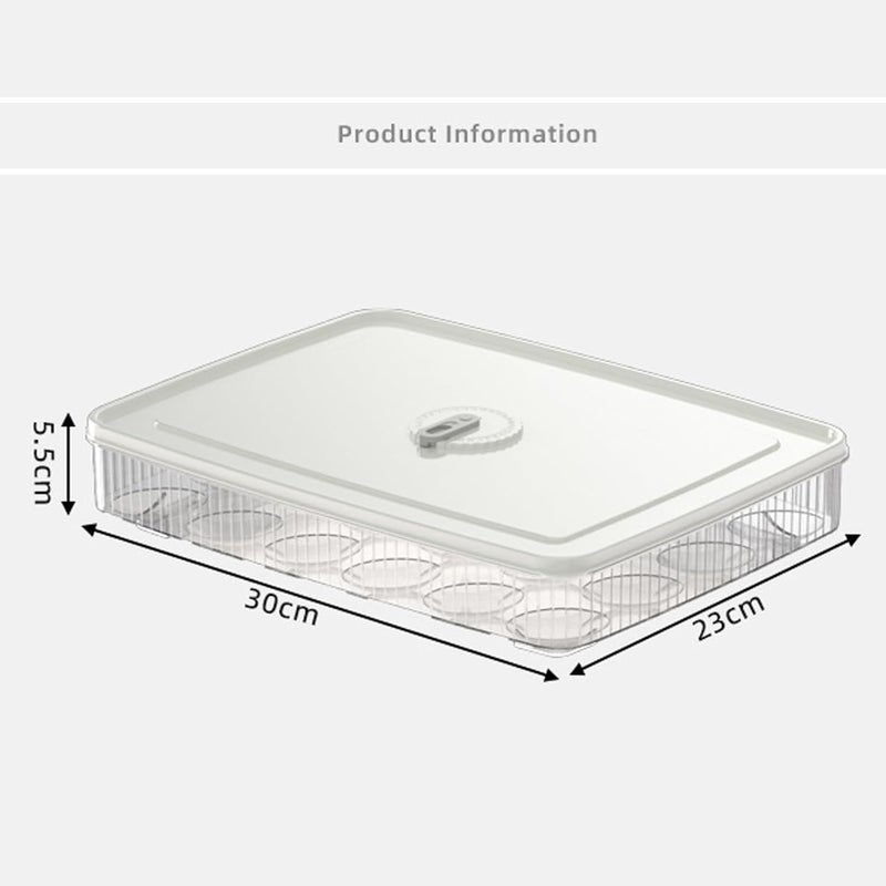 Maykela Egg Tray 24 Eggs for Fridge Eggs Container Large Capacity Egg Organizer Plastic with Time Reminer and Lid Reusable Egg Tray Stackable 2 Pack White - Image 2