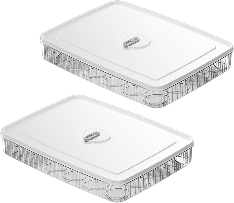 Maykela Egg Tray 24 Eggs for Fridge Eggs Container Large Capacity Egg Organizer Plastic with Time Reminer and Lid Reusable Egg Tray Stackable 2 Pack White - Image 1