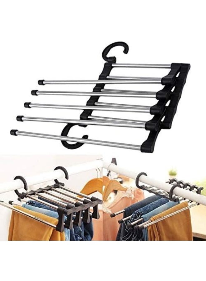 Trousers Hangers, Space-Saving Multi-function Folding Metal Hanger for Pants Clothes Towels Ties Jeans Scarf - Image 1