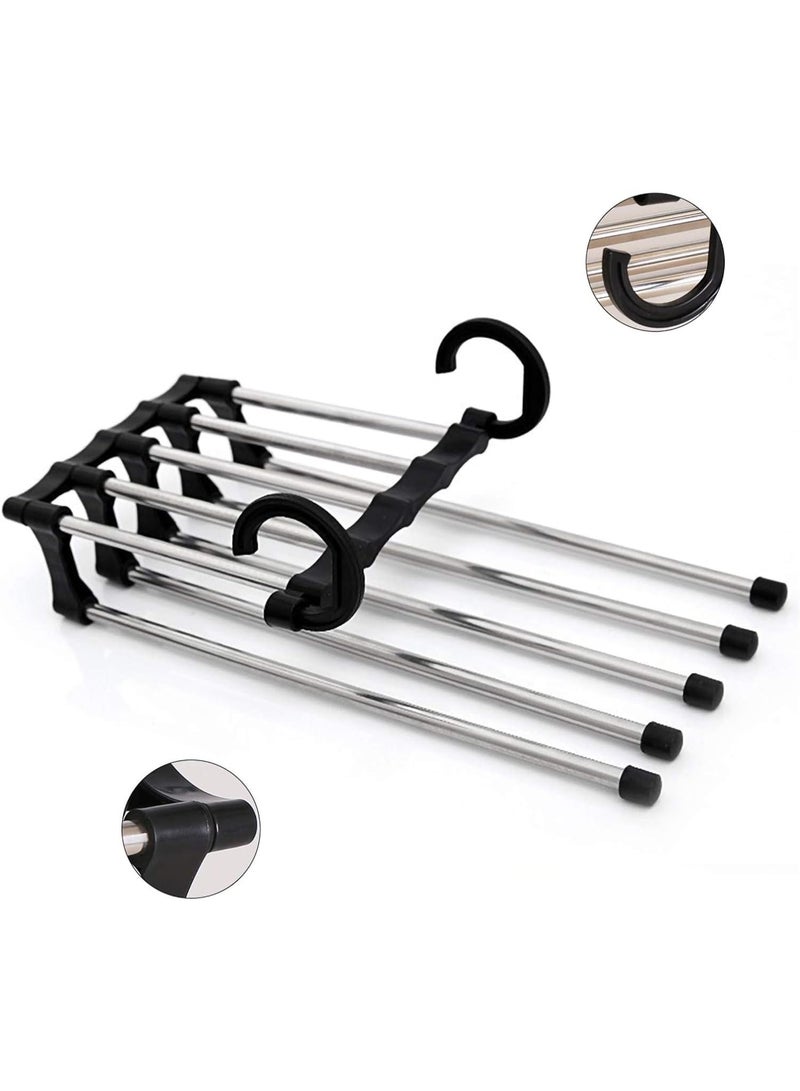 Trousers Hangers, Space-Saving Multi-function Folding Metal Hanger for Pants Clothes Towels Ties Jeans Scarf - Image 2