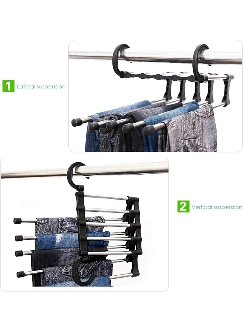 Trousers Hangers, Space-Saving Multi-function Folding Metal Hanger for Pants Clothes Towels Ties Jeans Scarf - Image 3