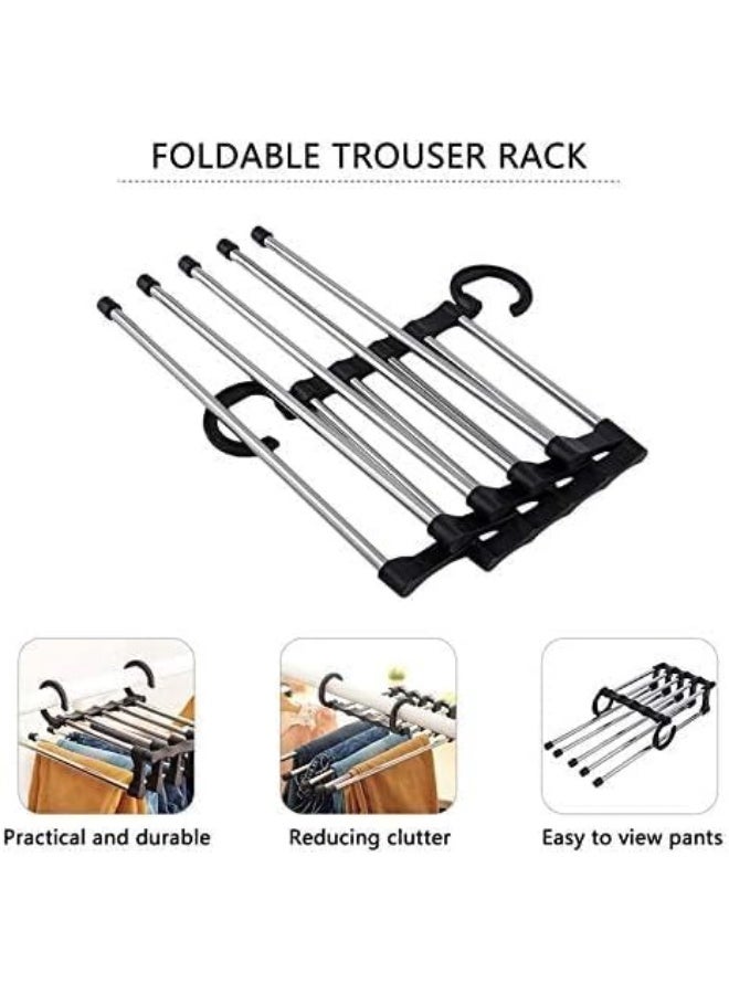 Trousers Hangers, Space-Saving Multi-function Folding Metal Hanger for Pants Clothes Towels Ties Jeans Scarf - Image 4