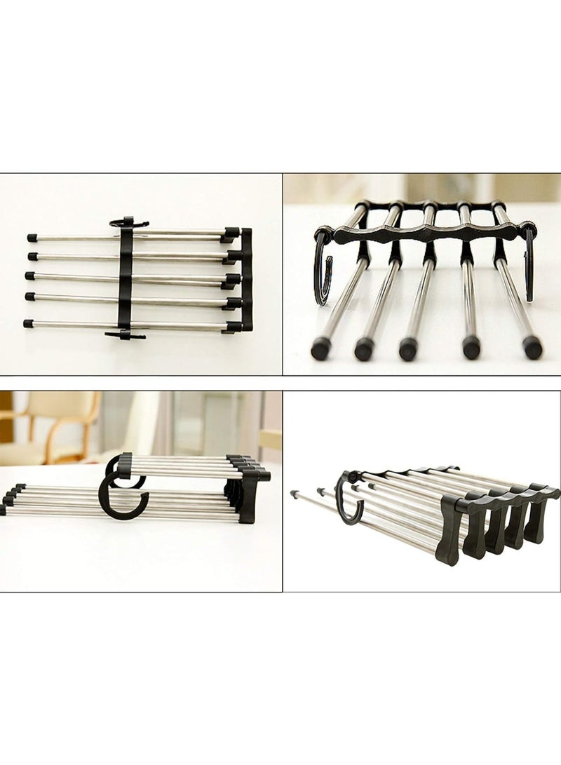 Trousers Hangers, Space-Saving Multi-function Folding Metal Hanger for Pants Clothes Towels Ties Jeans Scarf - Image 5