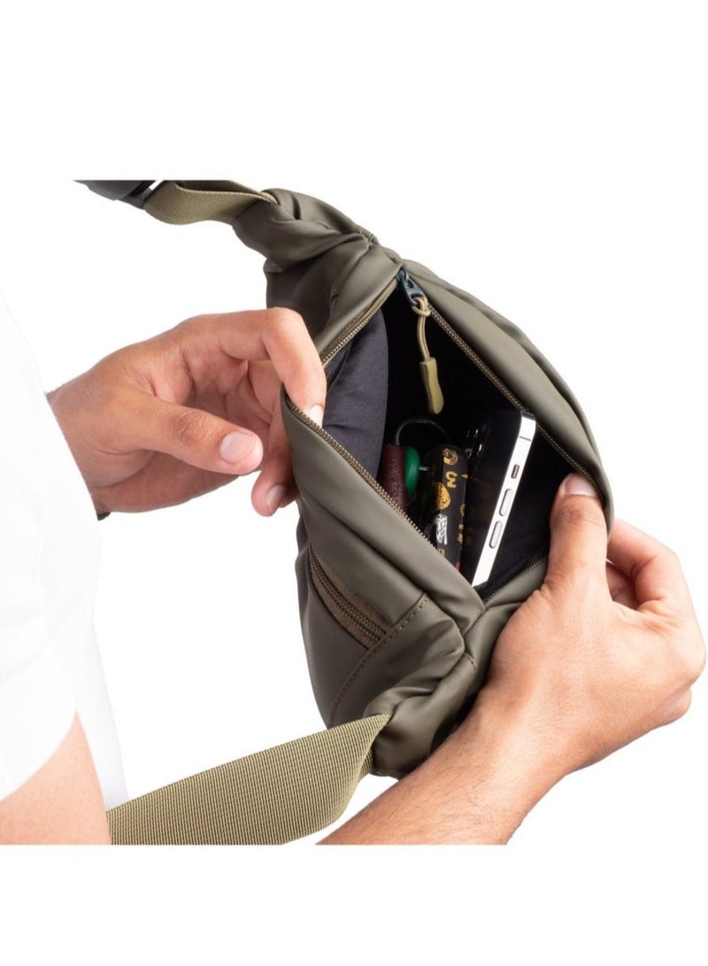 ايه ار سابلاي Ar Wave من Arij Bags | شنطة كروس وشنطة صدر للاستخدام اليومي والخروج، مبطنة من الداخل ضد الصدمات، جيب رئيسي، جيب أمامي، جيب خلفي (25 × 14 × 7 سم) (رمادي) - Image 4