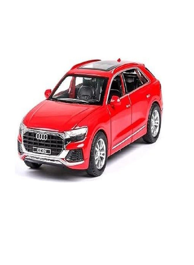 1:32 Scale Audii Pullback Car Model Metal Diecast Toy with Openable Doors, Sound and Light Toy for Kid (Red) - Image 1
