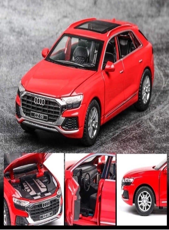 1:32 Scale Audii Pullback Car Model Metal Diecast Toy with Openable Doors, Sound and Light Toy for Kid (Red) - Image 3