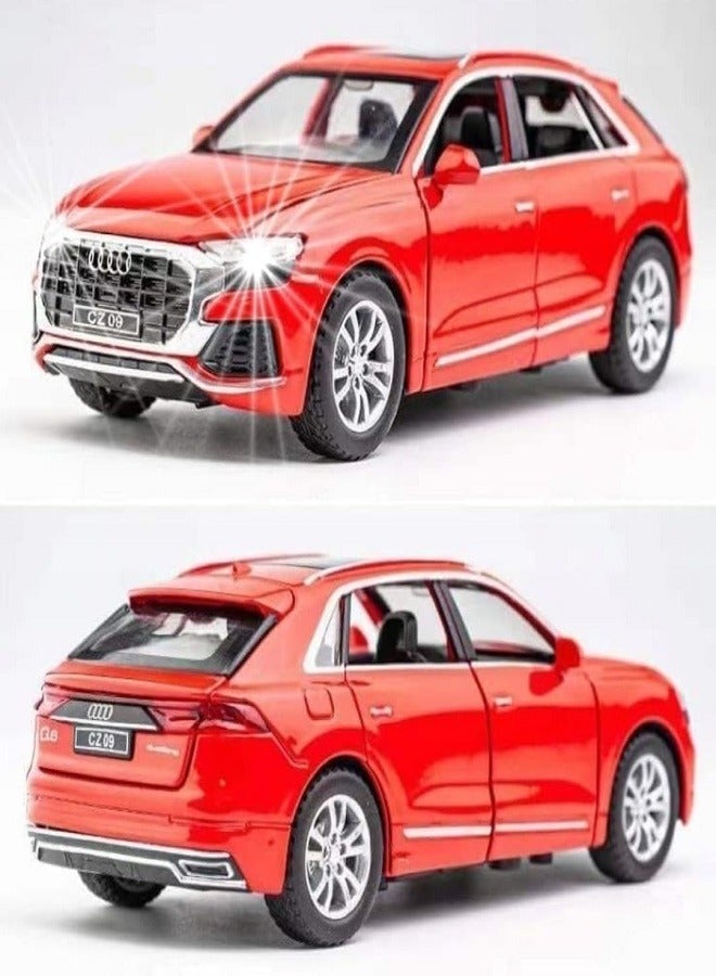 1:32 Scale Audii Pullback Car Model Metal Diecast Toy with Openable Doors, Sound and Light Toy for Kid (Red) - Image 4