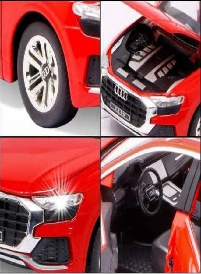 1:32 Scale Audii Pullback Car Model Metal Diecast Toy with Openable Doors, Sound and Light Toy for Kid (Red) - Image 5
