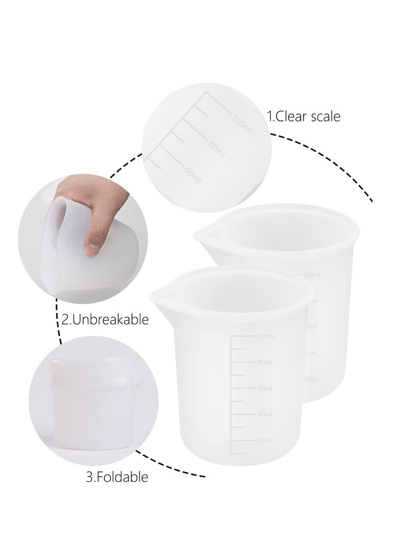 Zikra Silicone Measuring Cups, 250 and 100 ml Resin Mixing Cups Stirring Sticks Pipettes for Epoxy Mixing, Molds, Jewelry Making, Waxing, DIY Crafting Tools with Easy to Clean Finger Grips - Image 4