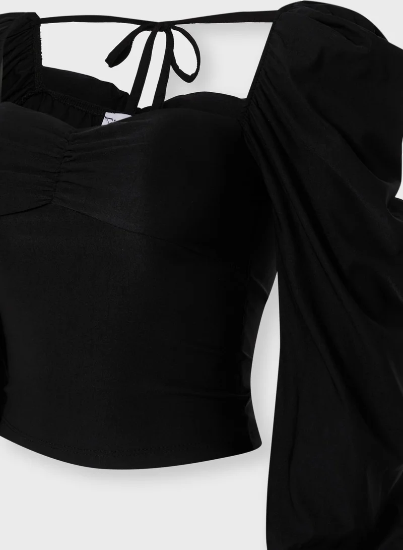 Ginger Puffed Sleeve Bustier Crop Top