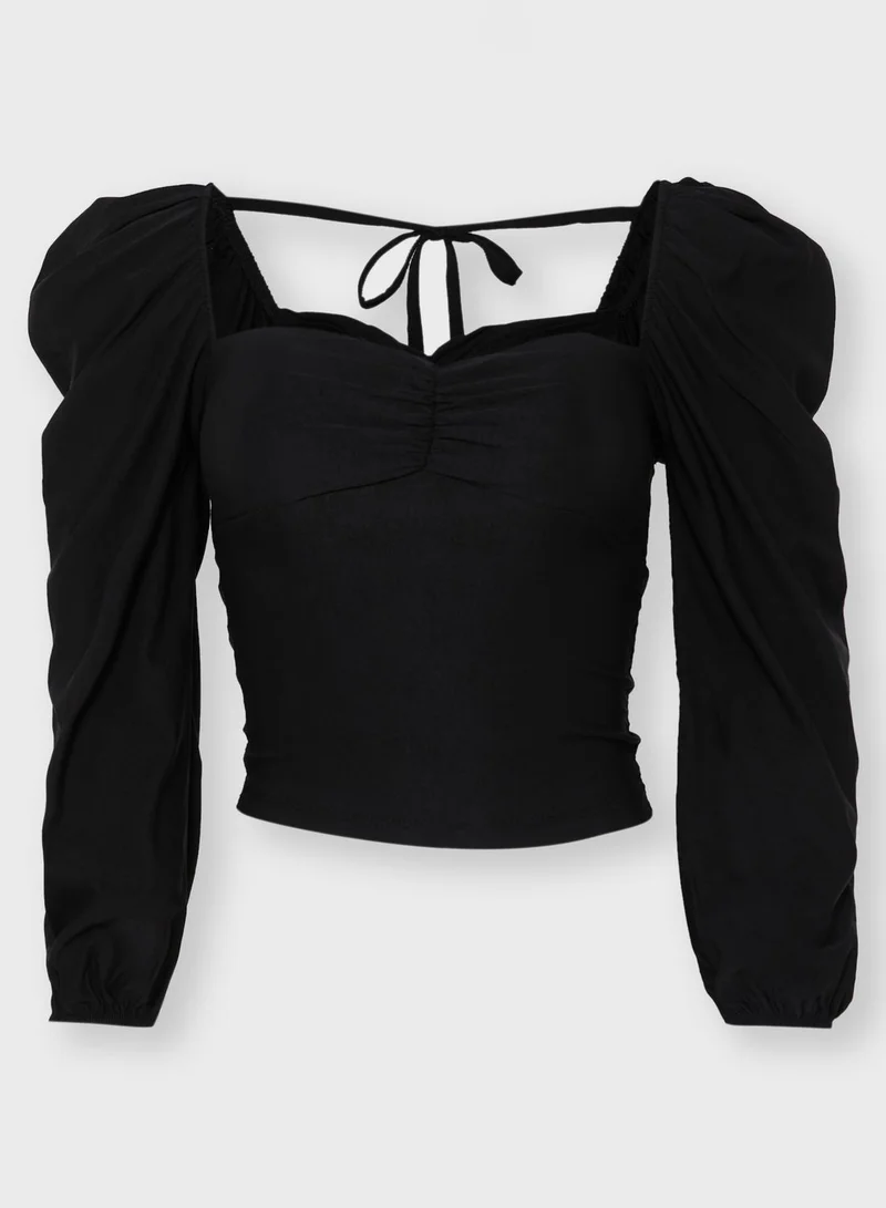 Ginger Puffed Sleeve Bustier Crop Top