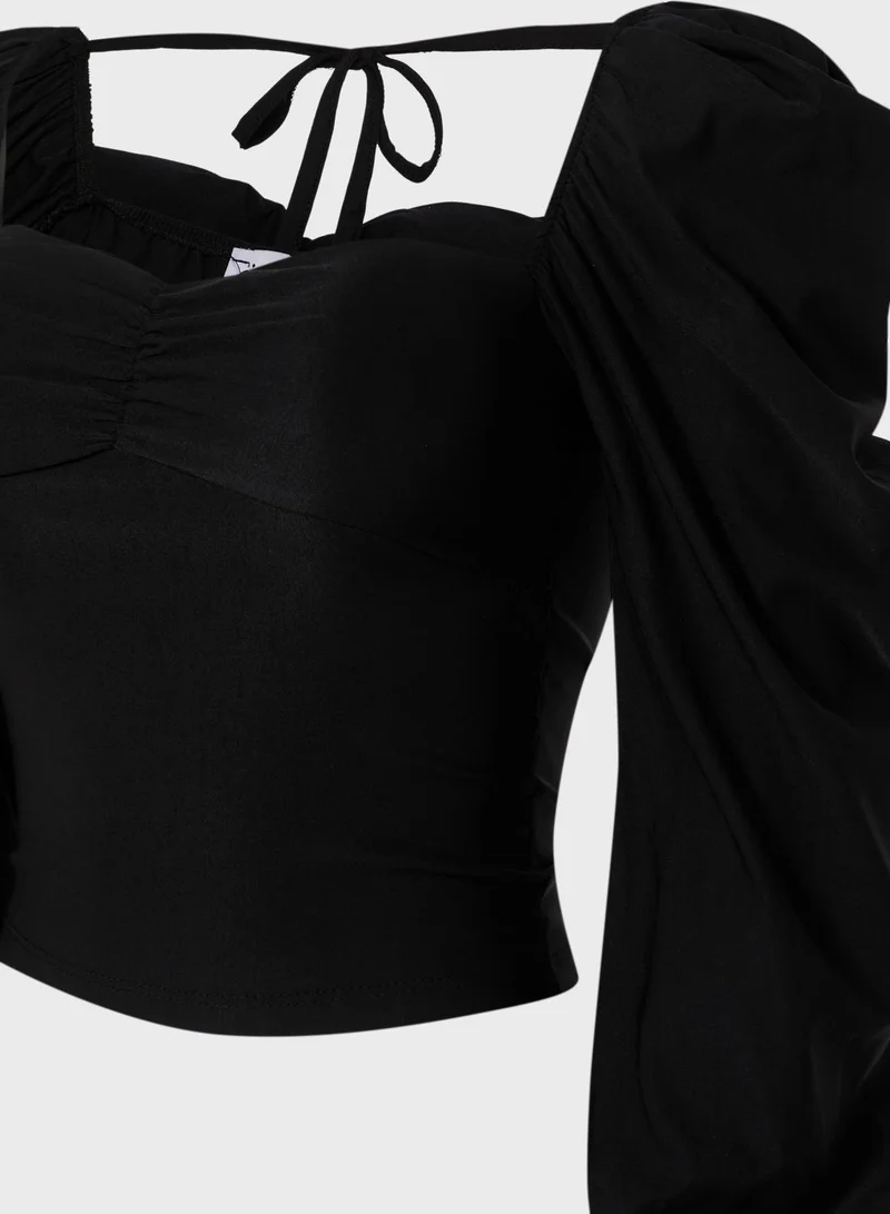 Ginger Puffed Sleeve Bustier Crop Top