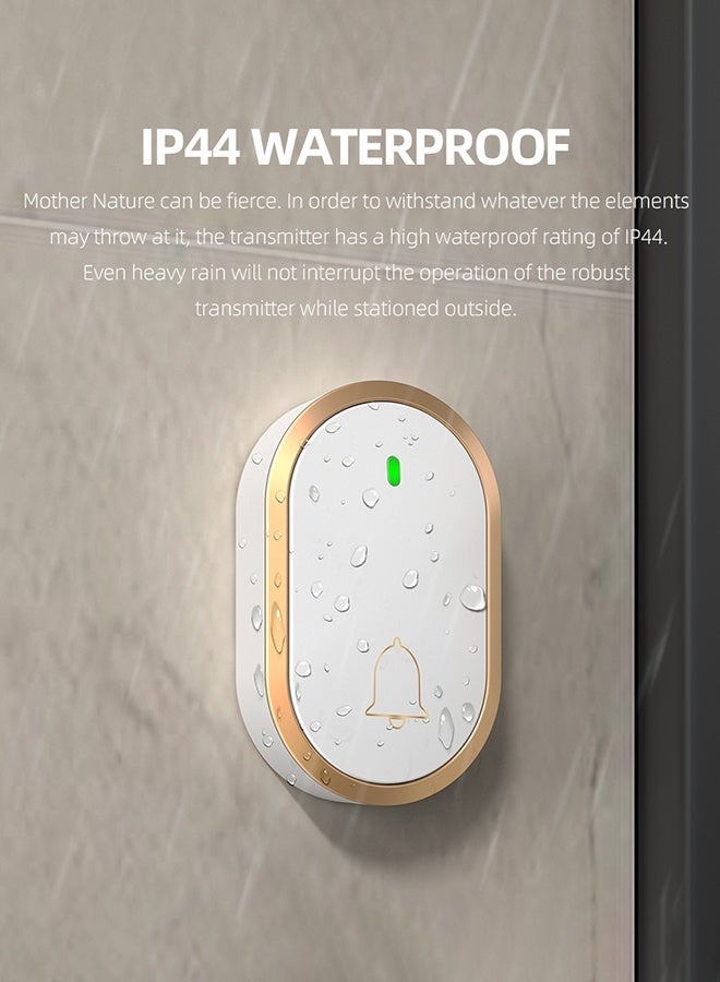 رونغتاي جرس باب لاسلكي مقاوم للماء يتميز بضوء ستروب إشارة يصل مداه الفعال إلى أكثر من 1300 قدم. يوفر 60 نغمة جرس باب و 4 إعدادات للصوت. مناسب للمنازل والمكاتب والشقق والفنادق والمستودعات والمباني المماثلة. - Image 5