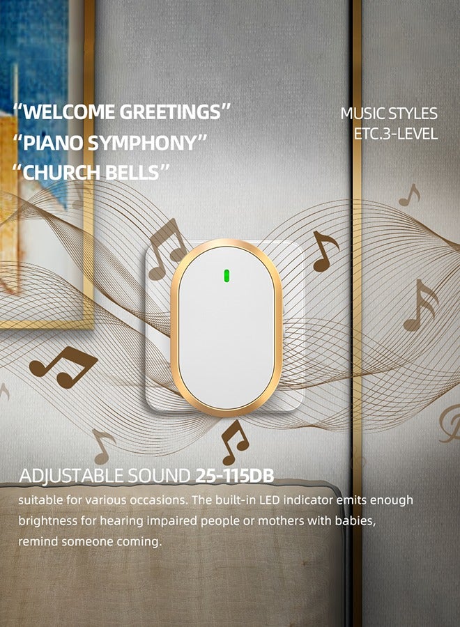 رونغتاي جرس باب لاسلكي مقاوم للماء يتميز بضوء ستروب إشارة يصل مداه الفعال إلى أكثر من 1300 قدم. يوفر 60 نغمة جرس باب و 4 إعدادات للصوت. مناسب للمنازل والمكاتب والشقق والفنادق والمستودعات والمباني المماثلة. - Image 2