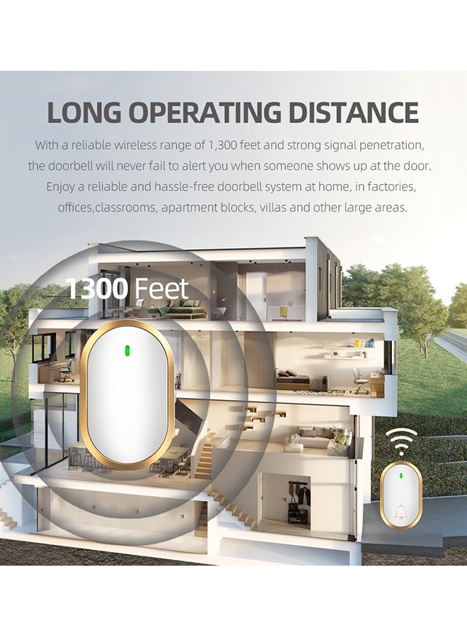 رونغتاي جرس باب لاسلكي مقاوم للماء يتميز بضوء ستروب إشارة يصل مداه الفعال إلى أكثر من 1300 قدم. يوفر 60 نغمة جرس باب و 4 إعدادات للصوت. مناسب للمنازل والمكاتب والشقق والفنادق والمستودعات والمباني المماثلة. - Image 4