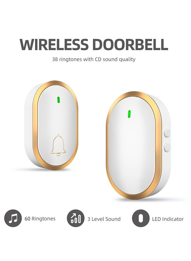 رونغتاي جرس باب لاسلكي مقاوم للماء يتميز بضوء ستروب إشارة يصل مداه الفعال إلى أكثر من 1300 قدم. يوفر 60 نغمة جرس باب و 4 إعدادات للصوت. مناسب للمنازل والمكاتب والشقق والفنادق والمستودعات والمباني المماثلة. - Image 1