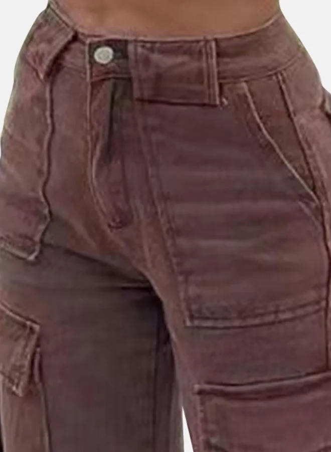 يونيكي Brown Denim Cargo Pants