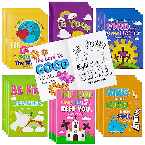 Dvbonike 24Pcs Bible Coloring Books Religious Theme DIY Colorin Pages with Inspirational Words Drawing Holiday Christian Activity Supplies for Sunday School Classroom Rewards Artwork Gift for Kids - Image 1