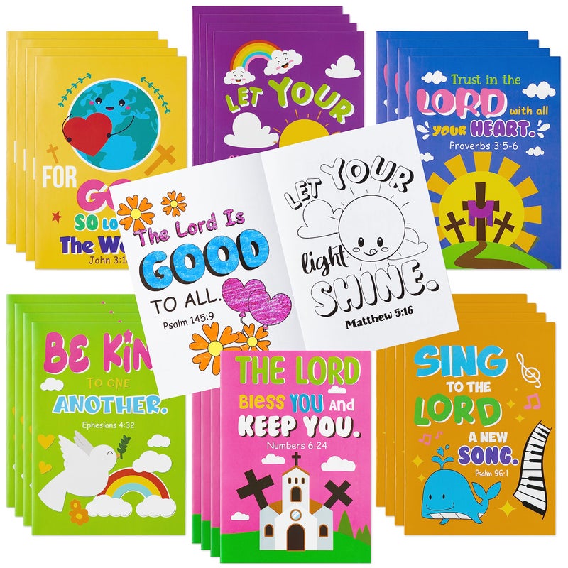 Dvbonike 24Pcs Bible Coloring Books Religious Theme DIY Colorin Pages with Inspirational Words Drawing Holiday Christian Activity Supplies for Sunday School Classroom Rewards Artwork Gift for Kids - Image 4