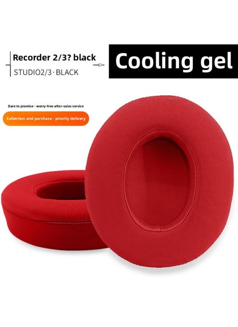 Suitable For Beats Studio 2.0 3.0 Recording Engineer Second And Third Generation Earphone Set Ice Gel Earmuffs Earmuffs-Color:Ice Gel Earmuffs. Red 1