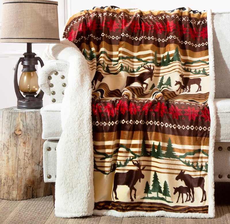 CARSTENS, INC. Ultra Premium Super Soft Plush Sherpa Fleece Oversized Throw Blanket 54" x 68", Hinterland - Image 2
