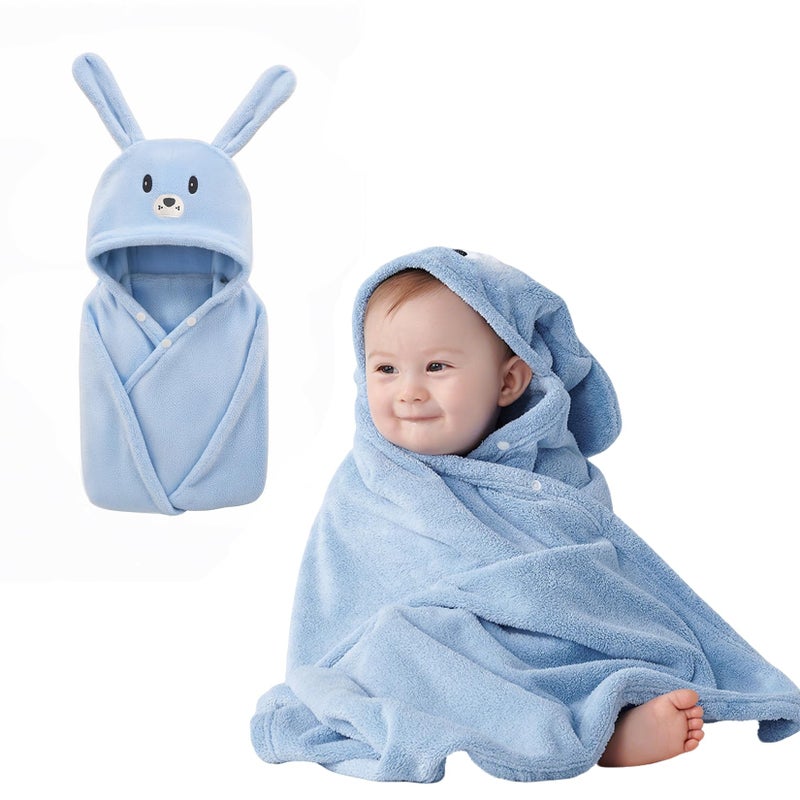 IFaryMes Toddler Bath Towel Baby Towels with Hood 27.5"X55" Ultra Absorbent Soft Bathrobe Blanket Kids Shower Towel for Girls and Boys(Sky Blue) - Image 1