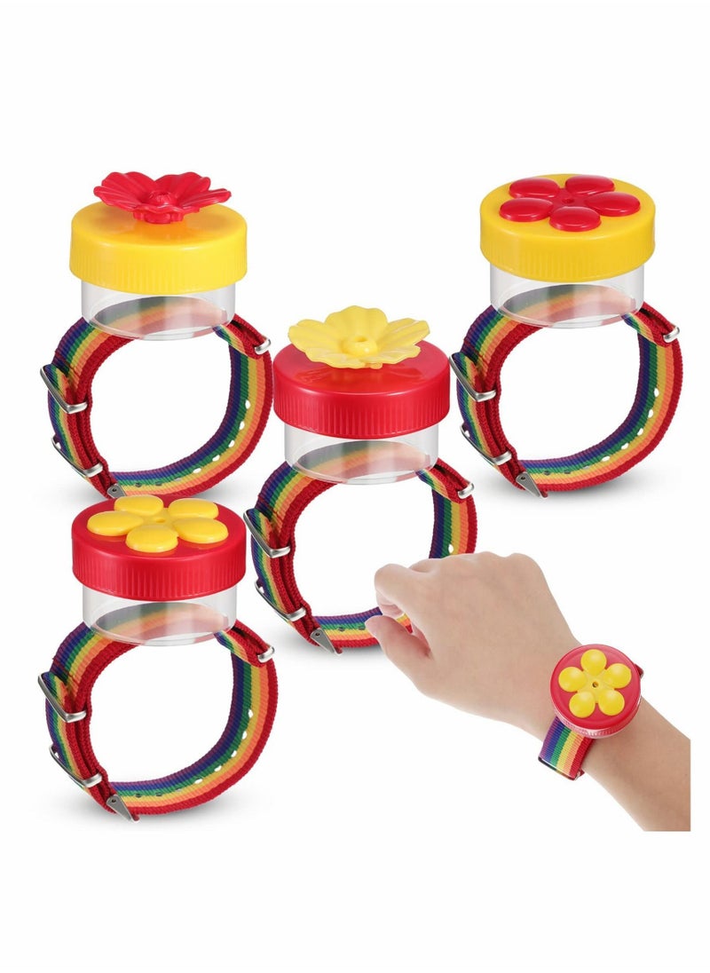Y&D Hummingbird Ring Feeder Hand for Outdoors Flower Held Feeding Tools Mini Backyard Nature, Red and Yellow 4 Pcs  - Image 1