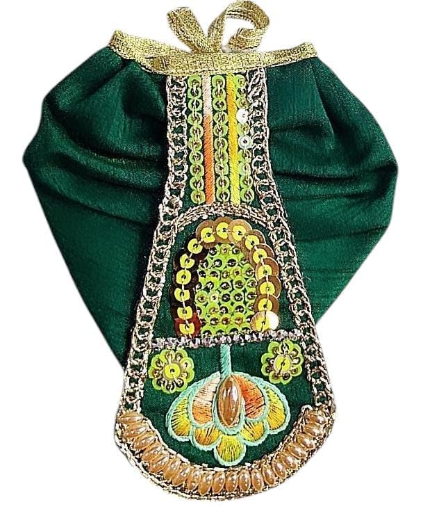 Partish Radha Krishna Dress | Poshak for Yugal Jodi | Radhe Krishna Ji Poshak with Heavy Work (Green, Dress Size 5 Inches for 8 & 9 Inches Murti) - Image 4