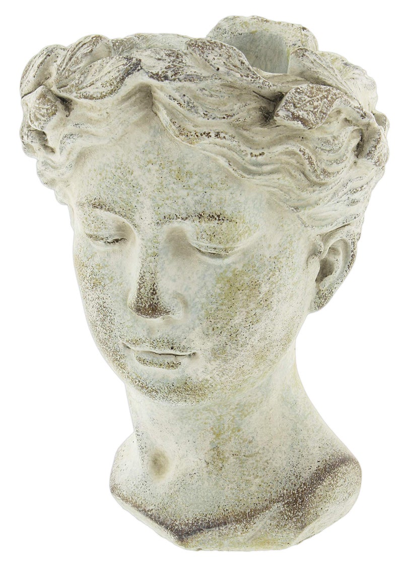 Distinctive Designs Greek/Roman Style Female Statue Head Cement Planter (Style 1) - Image 1