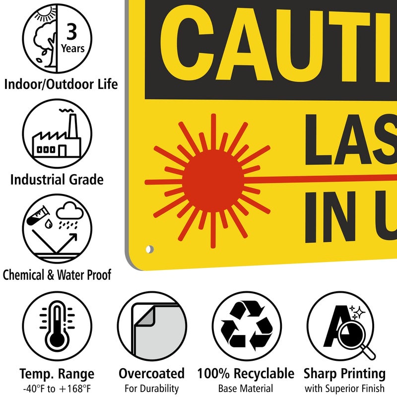 SmartSign "Caution - Laser In Use" Sign | 7" x 10" Plastic - Image 5