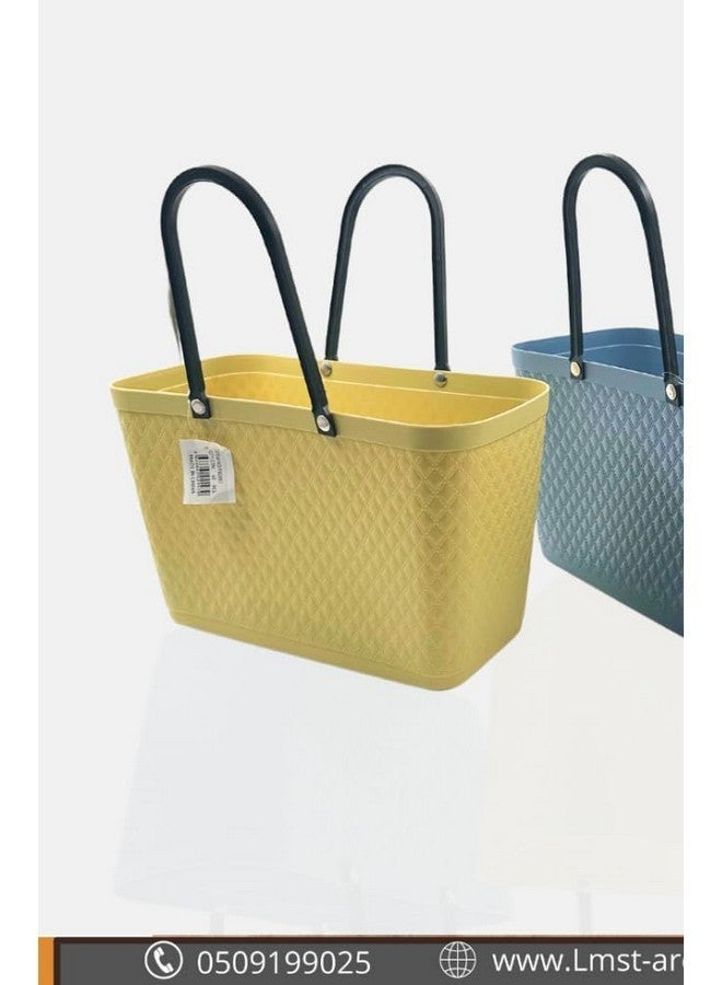 HOMIES, 1 piece Rectangular picnic beach basket Caddy Tote Portable shopping basket Storage Bin with handle, Plastic Basket(H25cm*L36cm*W17cm; color sent at random) - Image 3