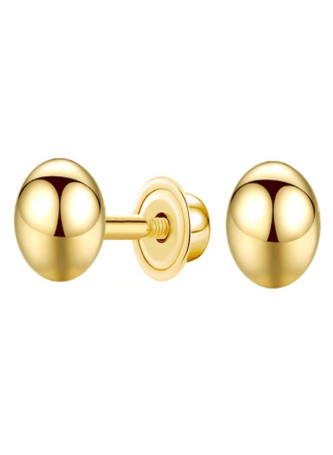 UNAHKTHY 14k Gold Ball Stud Earrings with Solitaire Round Cubic Zirconia in Secure Screw-back Design (3mm) - Image 1