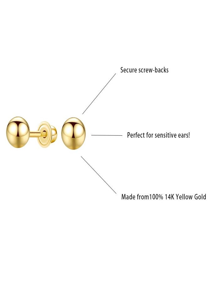 UNAHKTHY 14k Gold Ball Stud Earrings with Solitaire Round Cubic Zirconia in Secure Screw-back Design (3mm) - Image 2