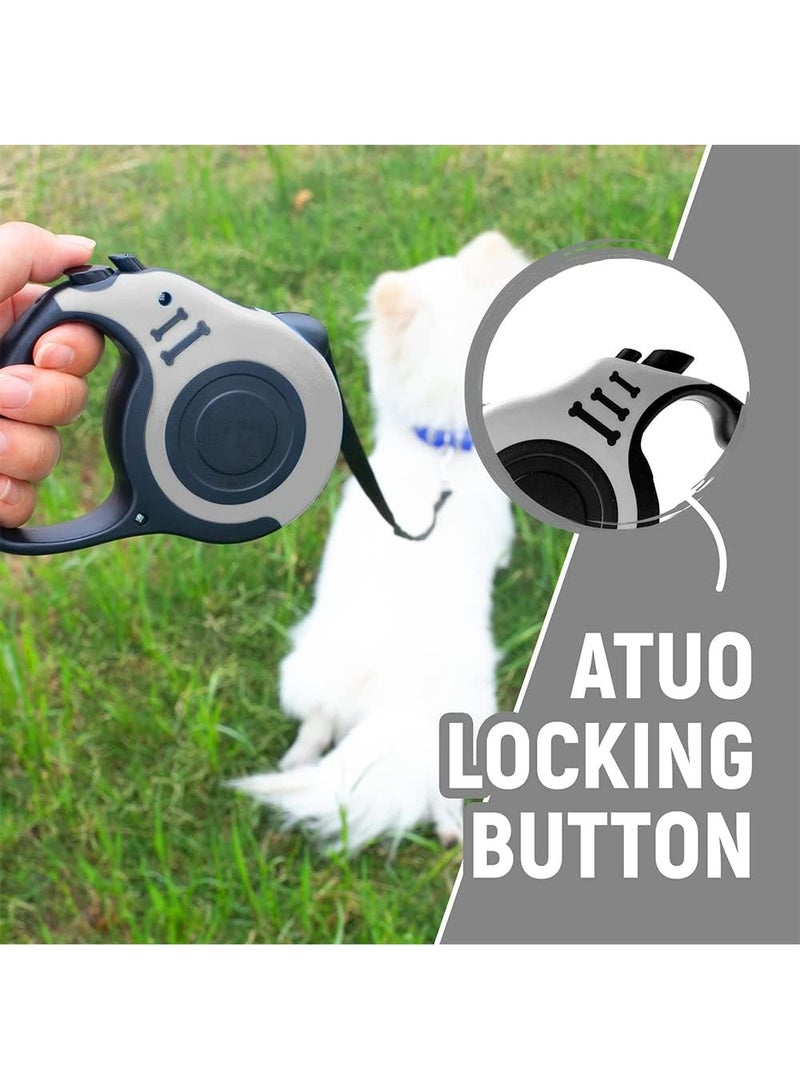 Arabest Dog Automatic Telescopic Traction Rope, 5m Traction Rope 360° Tangle-Free with Anti-Slip Handle, One-Handed Brake, Pause and Lock, Traction Rope for Small Medium Large Dogs (Grey) - Image 4