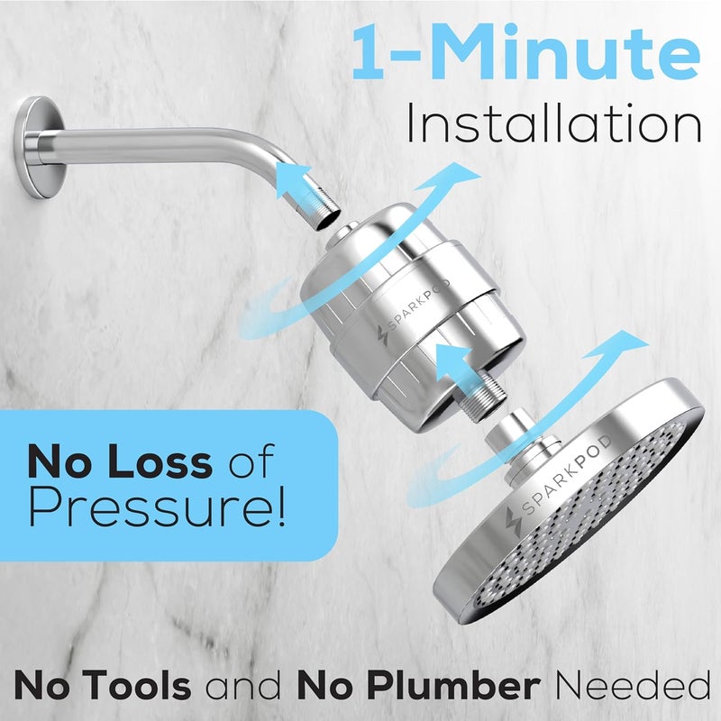 SparkPod 23 Stage Shower Head Filter for Dry Hair and Skin - High Output Universal Shower Filters to Remove Toxic Chemicals, Chlorine & Heavy Metals (Luxury Polished Chrome) - Image 5