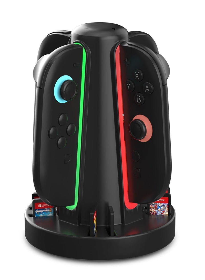 Switch 2 Controller Charging Dock, Fast USB-C Charging Station for Up to 4 Controllers, Space-Saving Magnetic Design with 360° LED Indicators & Smart Alerts - Image 1
