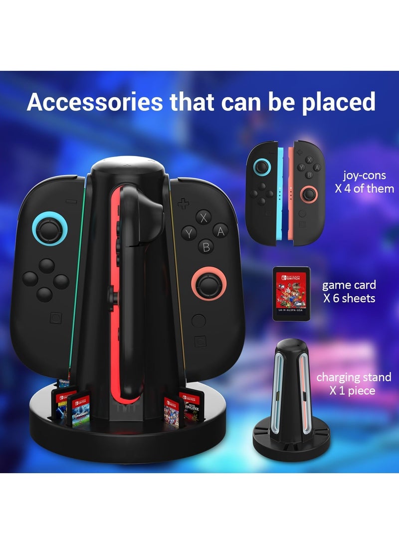 Switch 2 Controller Charging Dock, Fast USB-C Charging Station for Up to 4 Controllers, Space-Saving Magnetic Design with 360° LED Indicators & Smart Alerts - Image 2