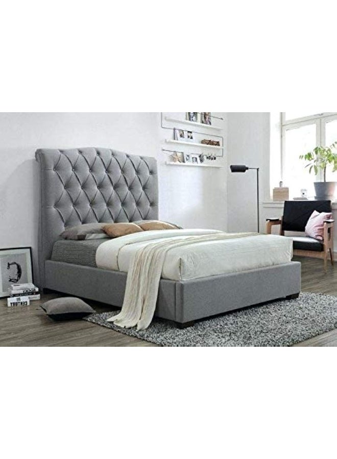R2R FURNITURE Tufted Headboard Bed Super King Size With Mattress : 200X200
