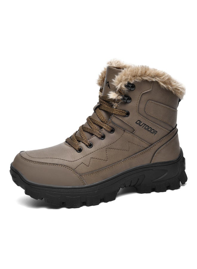 Large Size Snow Boots Men Winter Adult Thickened Warm Fleece Waterproof Anti-slip Outdoor High-top Cotton Shoes Direct
