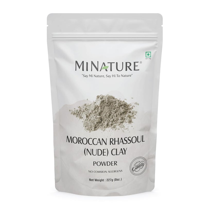 minature Mi Nature Moroccan Rhassoul Nude Ghassoul Clay Powder 227g 8oz Premium Face Mask Hair Cleanser DIY Cosmetics Skin Hair Care - Image 1