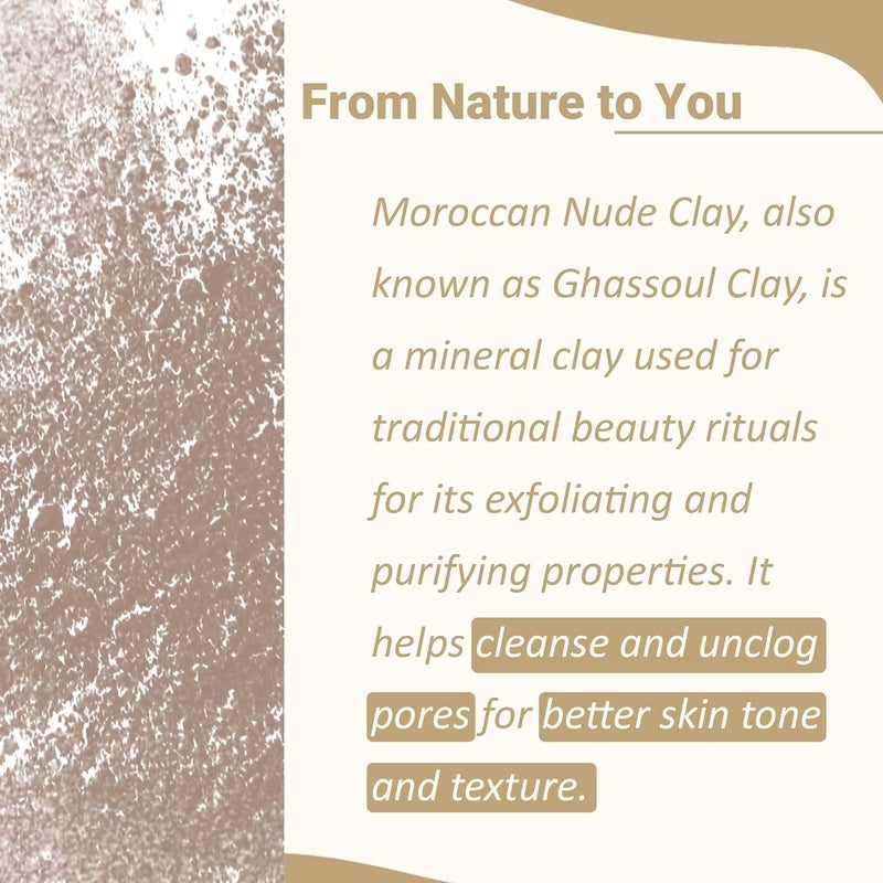 minature Mi Nature Moroccan Rhassoul Nude Ghassoul Clay Powder 227g 8oz Premium Face Mask Hair Cleanser DIY Cosmetics Skin Hair Care - Image 2