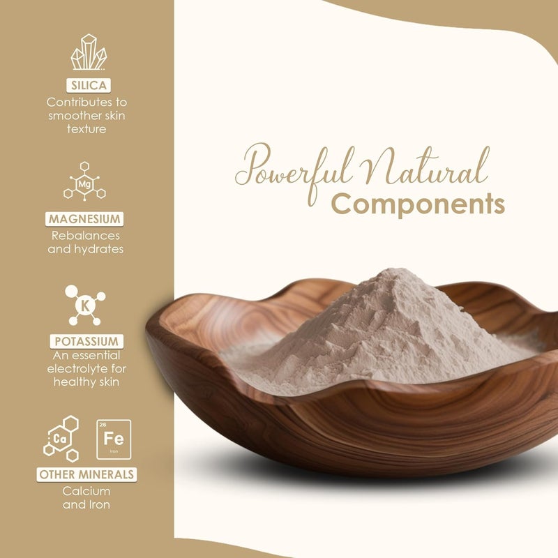minature Mi Nature Moroccan Rhassoul Nude Ghassoul Clay Powder 227g 8oz Premium Face Mask Hair Cleanser DIY Cosmetics Skin Hair Care - Image 4