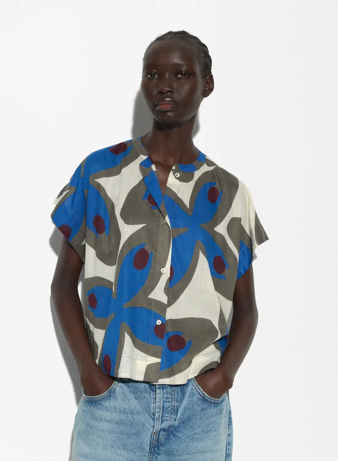 PARFOIS Cotton Mandarin Collar Shirt